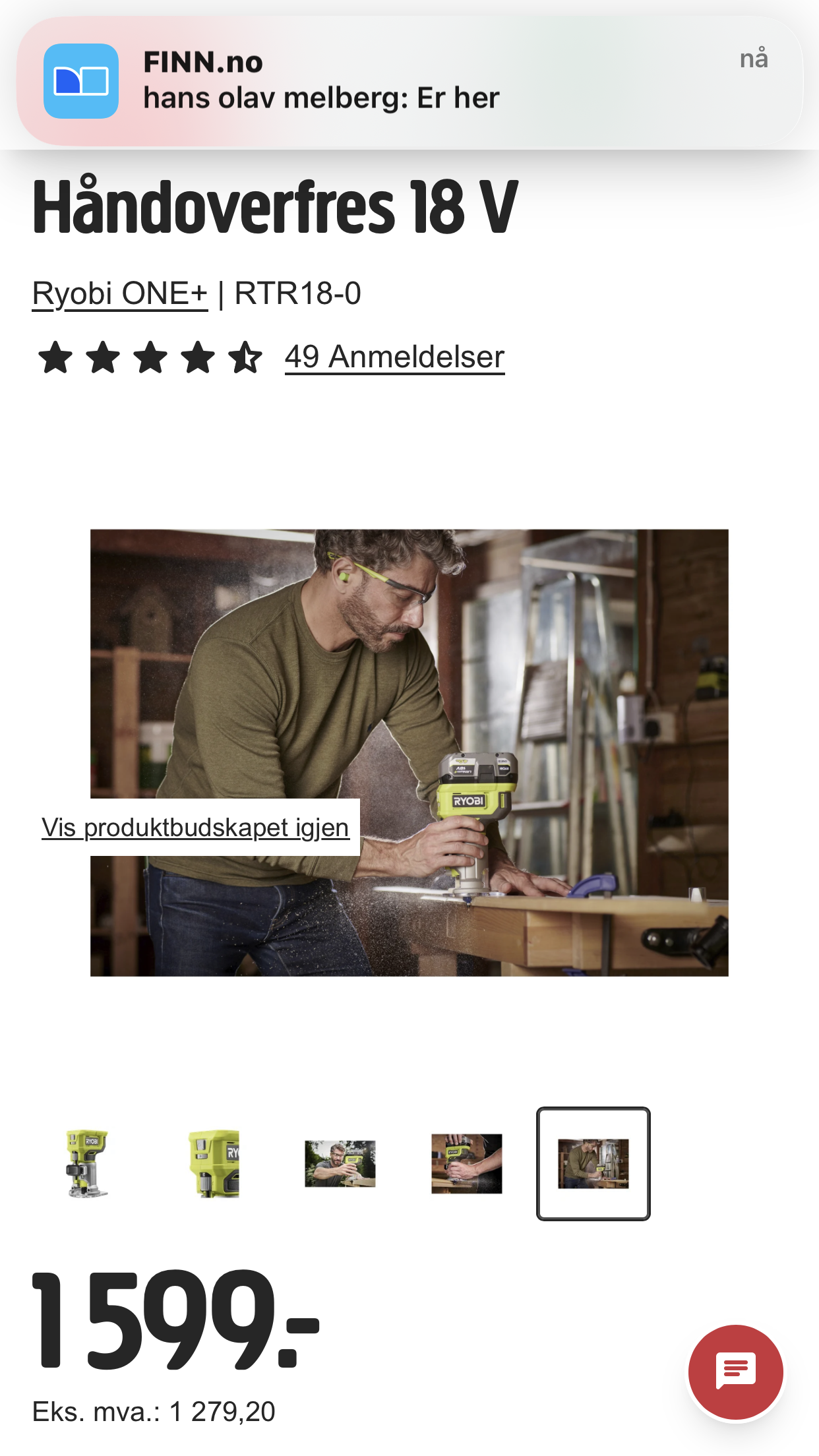 Ryobi 18V One+ serien Håndoverfres med børsteløs motor å det er årets modell nemlig 2025